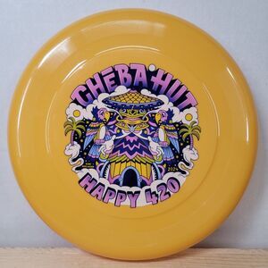 Cheba Hut Mustard Yellow Flying Discs (Frisbee) "Happy 420"  - 9" Diameter